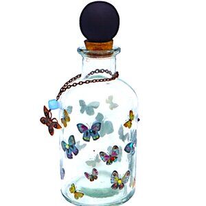 Decorative Bottle with Butterfly Design Crystal Rhinestones Cute Butterfly Decor